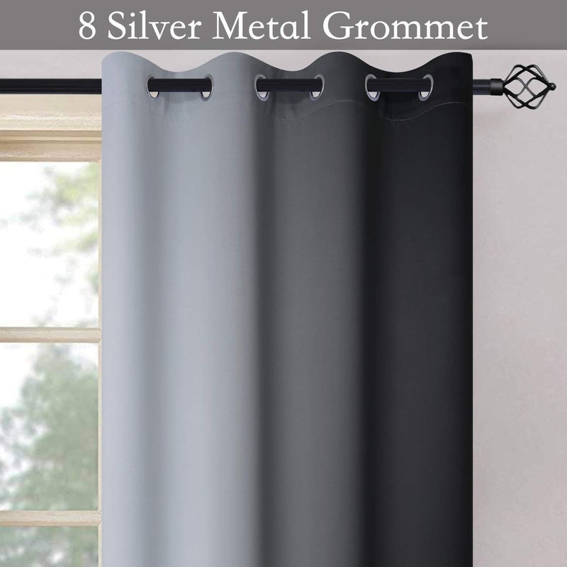 SimpleHome Ombre Room Darkening Curtains for Bedroom, Gradient Black to Gray White Light Blocking Thermal Insulated Grommet Window Curtains/Drapes for Living Room,2 Panels, 52x96 inches Length - Image 4
